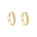 14k Solid Gold CZ Channel Huggies - Small - - Ofina