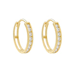 14k Solid Gold CZ Channel Huggies - Large - - Ofina