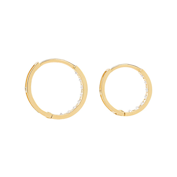 14k Solid Gold CZ Channel Huggies - - - Ofina