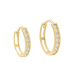 14k Solid Gold CZ Channel Huggies - - - Ofina