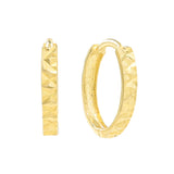 14k Solid Gold Diamond Cut Huggies - - Earrings - Ofina