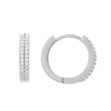 Double Row CZ Huggies - Large / Silver - Earrings - Ofina