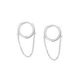 10k Solid Gold Huggie Dangle Chain - Medium - Sold Individually / White Gold - Earrings - Ofina