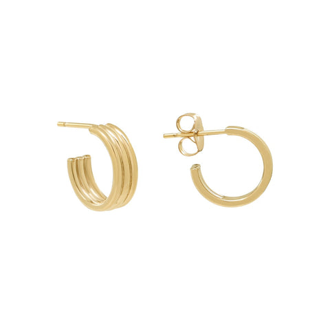 Triple Lined Hoop Post Earrings - - Earrings - Ofina