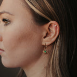 Green CZ Starburst Leverback Earrings - - Earrings - Ofina