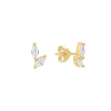 Double CZ Curved Marquis Studs - Gold - Earrings - Ofina