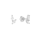 Double CZ Curved Marquis Studs - Silver - Earrings - Ofina