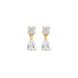 CZ Dangle Teardrop Studs - Gold - Earrings - Ofina