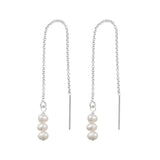 Triple Pearl Ear Threader - Silver - Earrings - Ofina
