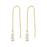 Triple Pearl Ear Threader - Gold - Earrings - Ofina