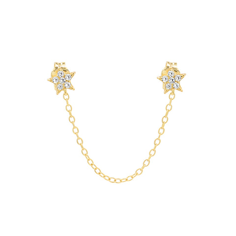 Double CZ Star Chain Studs - GV - Earrings - Ofina