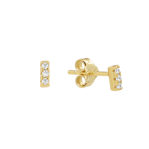 Triple CZ Bar Studs - - Earrings - Ofina