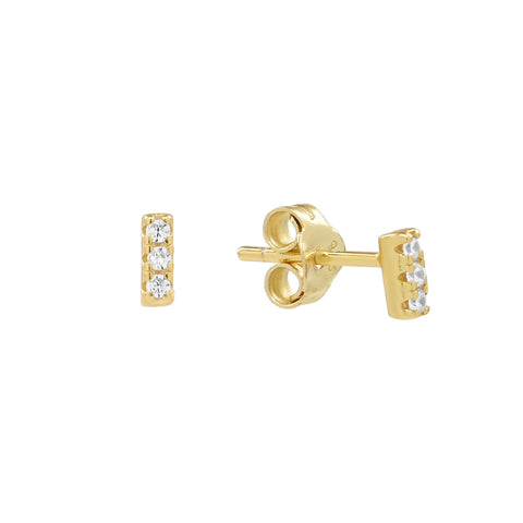 Triple CZ Bar Studs - - Earrings - Ofina
