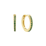 Thin Emerald CZ Huggies - - Earrings - Ofina