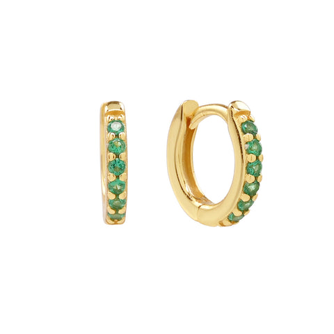 Thick Emerald CZ Huggies - - Earrings - Ofina