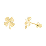 10k Solid Gold Four Leaf Clover Studs -  - Earrings - Ofina