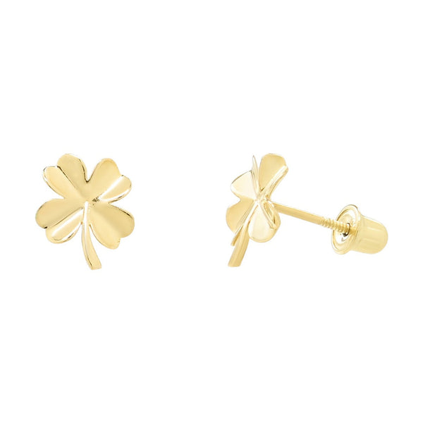 10k Solid Gold Four Leaf Clover Studs -  - Earrings - Ofina