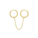 10k Solid Gold Huggie Chain Duo - - Earrings - Ofina