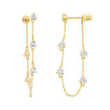 14k Solid Gold Multi-CZ Drop Studs -  - Earrings - Ofina