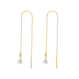 14k Solid Gold CZ Teardrop Ear Threaders - - Earrings - Ofina