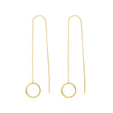 14k Solid Gold Circle Ear Threaders - - Earrings - Ofina