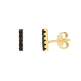 Black CZ Bar Studs - - Earrings - Ofina