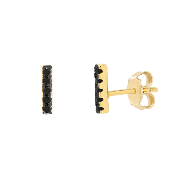 Black CZ Bar Studs - - Earrings - Ofina