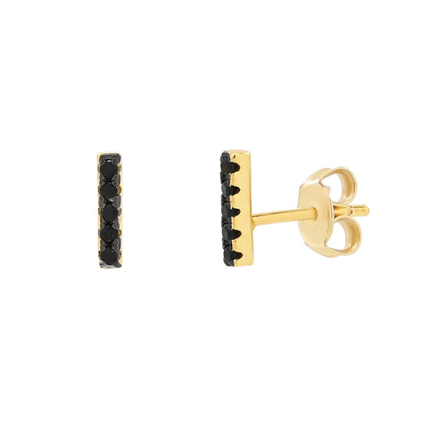 Black CZ Bar Studs - - Earrings - Ofina