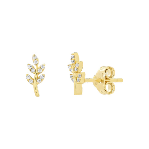 Tiny CZ Vine Studs - - Earrings - Ofina