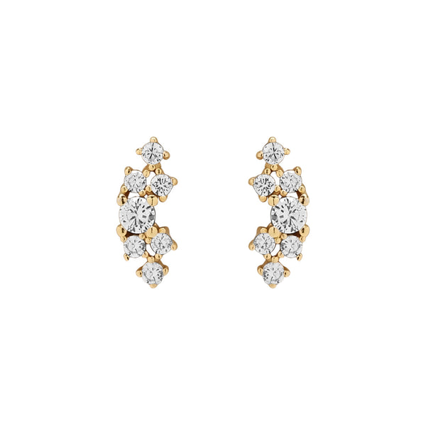 Curved CZ Dotted Cluster Studs - gold - Earrings - Ofina