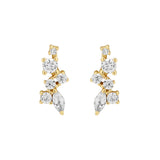 Curved Multi-CZ Cluster Studs - gold - Earrings - Ofina