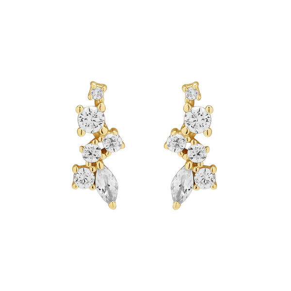 Curved Multi-CZ Cluster Studs - gold - Earrings - Ofina