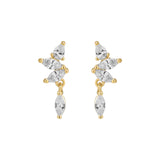 Stacked CZ Marquis Duo w/ CZ Drop Studs - gold - Earrings - Ofina
