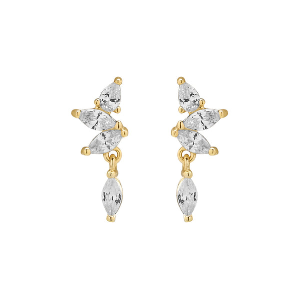 Stacked CZ Marquis Duo w/ CZ Drop Studs - gold - Earrings - Ofina