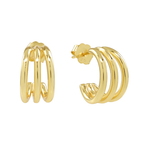 Open Fan Huggie Studs - - Earrings - Ofina
