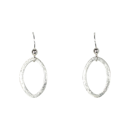 SALE - Brushed Marquise Earrings - Silver / Small - Earrings - Ofina