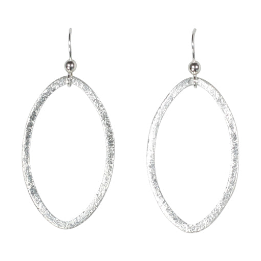 SALE - Brushed Marquise Earrings - Silver / Large - Earrings - Ofina