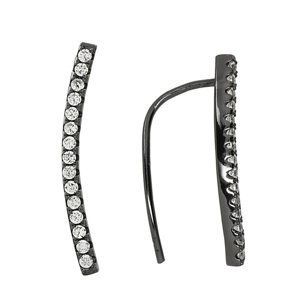 SALE - Curved CZ Ear Crawler - Gunmetal / Large / Right - Earrings - Ofina