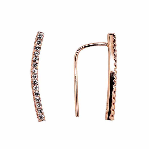 SALE - Curved CZ Ear Crawler - Rosegold / Small / Right - Earrings - Ofina