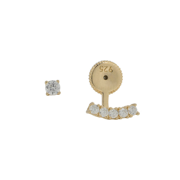 Curved Multi-CZ Ear Jacket - - Earrings - Ofina