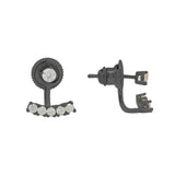 Curved Multi-CZ Ear Jacket - Gunmetal - Earrings - Ofina