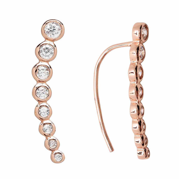 SALE - 24mm Graduated CZ Circles Ear Crawler - Rosegold / Right - Earrings - Ofina
