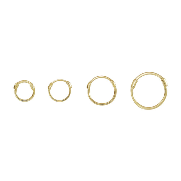 10k Solid Gold Thin Huggies - - Earrings - Ofina