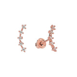 10k Solid Gold Tiny CZ Curved Crawler - Rose Gold - Earrings - Ofina