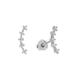 10k Solid Gold Tiny CZ Curved Crawler - White Gold - Earrings - Ofina
