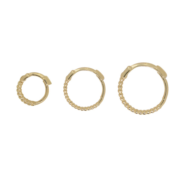 10k Solid Gold Twisted Huggie - - Earrings - Ofina