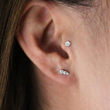 Solid Gold Brushed Pentagon Tragus Earring - - Earrings - Ofina