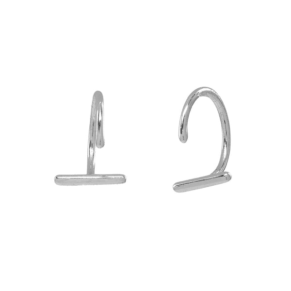 Bar Open Huggies - Silver - Earrings - Ofina