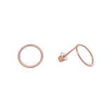 10k Solid Gold Circle Outline Studs - Rose Gold - Earrings - Ofina