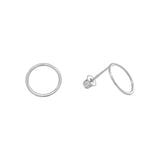 10k Solid Gold Circle Outline Studs - White Gold - Earrings - Ofina
